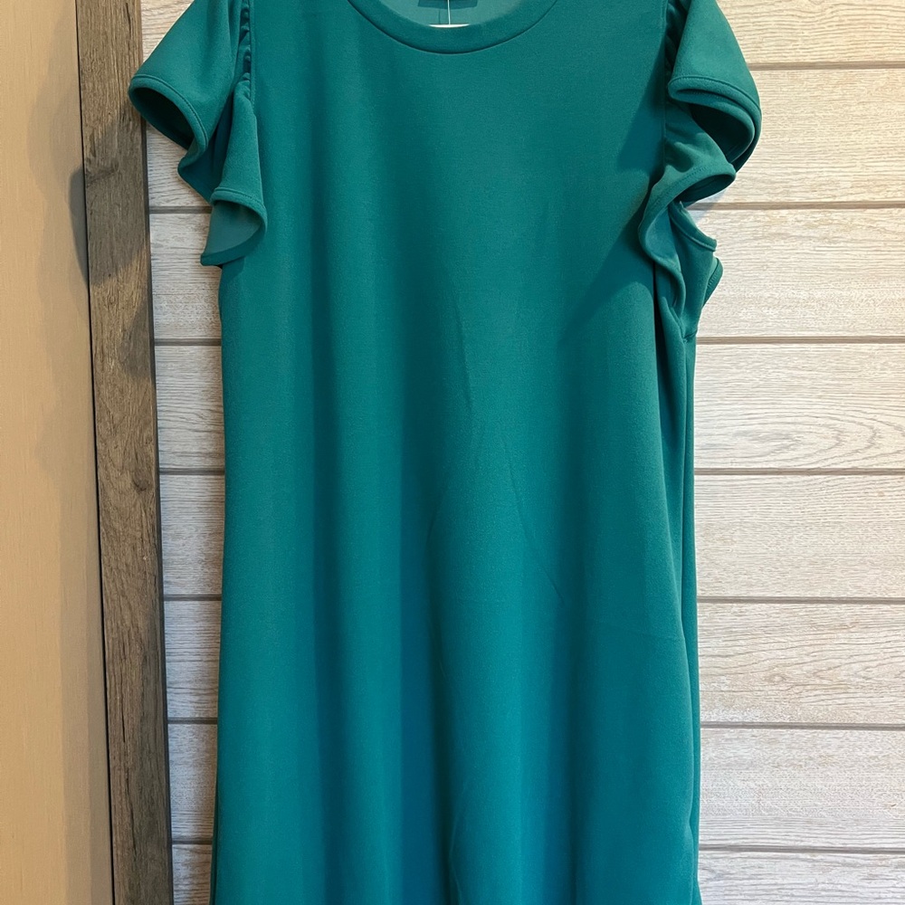 Teal Ruffle Sleeve Dress
